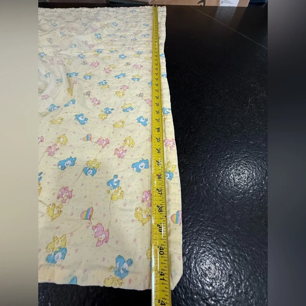 Vintage Care Bears Yellow Quilt Baby Blanket / Crib Blanket